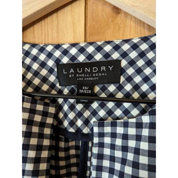 Laundry Shelli Segal Gingham Print Open Front Blazer Jacket Bell Sleeves Size XS - Picture 4 of 7